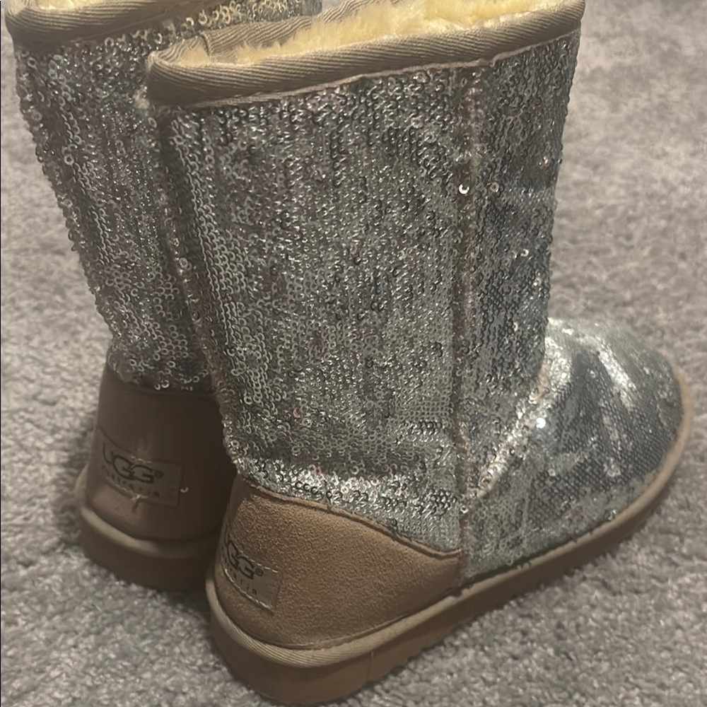 UGG Inspired Silver Sequin Boots